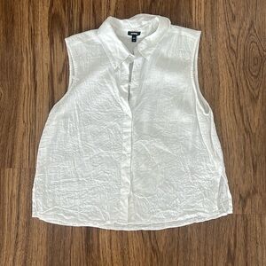 Express white button up linen tank top